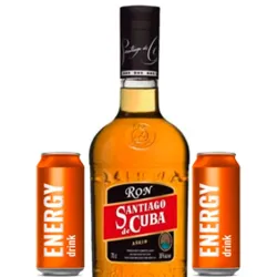 RON SANTIAGO AÑEJO + 2 ENERGIZANTES