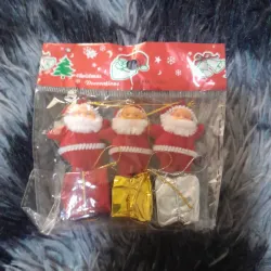 Adorno navidad 2 santas con caja regalo 