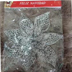 Adorno flor pascua plata 