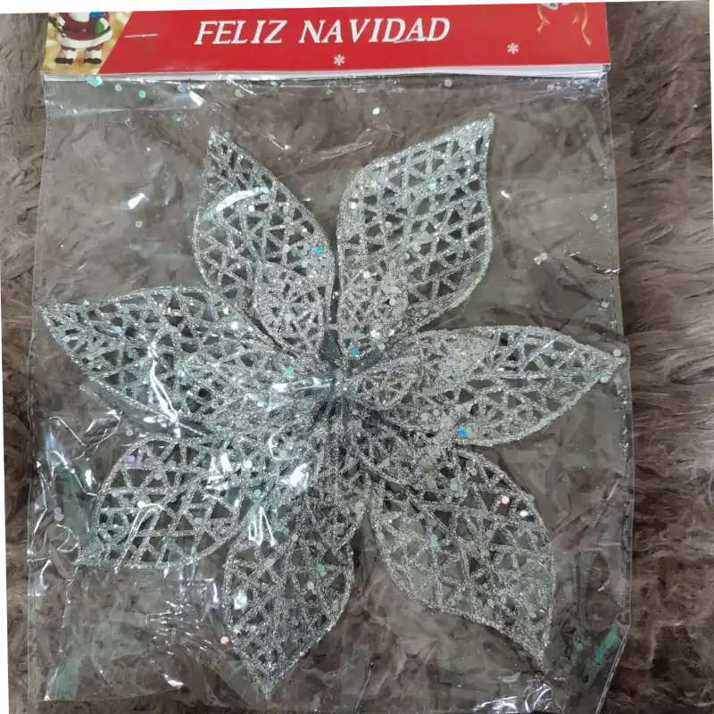 Adorno flor pascua plata