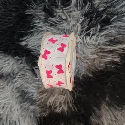 Cinta de falla 4cm lazos y puntos rosados 