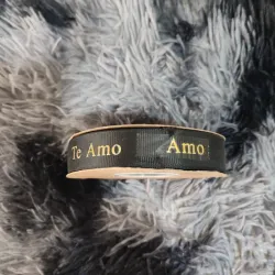 Cinta falla de 2,0cm negra con cartel Te Amo 