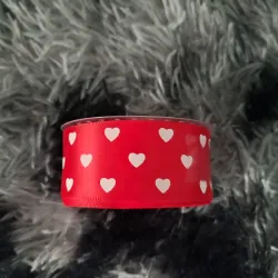Cinta satín 4cm roja con corazones