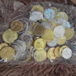 Monedas plateadas y doradas