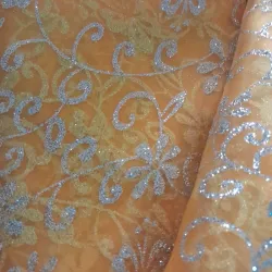 Organza amarillo mango con plata
