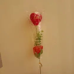 Rama en manga con oso ,flor corazon