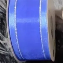 Rollo cinta organza con borde plateado 