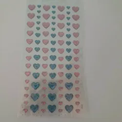 Stickers 2d corazones varios tamaños rosa y azul 