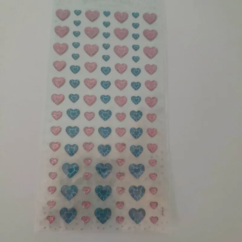 Stickers 2d corazones varios tamaños rosa y azul 
