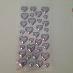 Stickers 3d corazones varios tamaños color morado