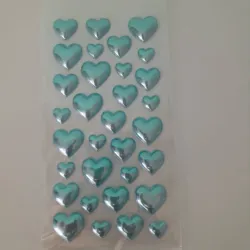 Stickers 3d forma corazones color verde azul 