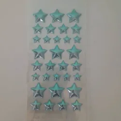 Stickers 3d forma estrella varios tamaños color verde azul 