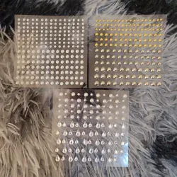 Stickers medias perlas blancas, plateadas, doradas , varios tamaños