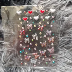 Stickers medias perlas con corazones varios colores 