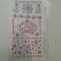 Stickers medias perlas corona color rosa