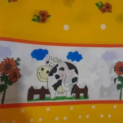Tela cocina 🐄 vacas en cenefa 