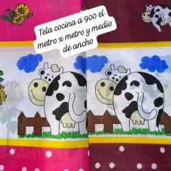 Tela cocina 🐄 vacas en cenefa 