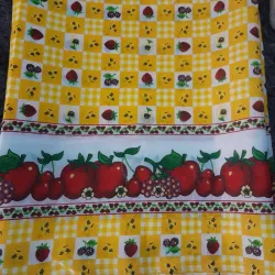 Tela de cocina manzanas fondo amarillo