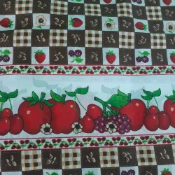 Tela de cocina carmelita cenefa manzana