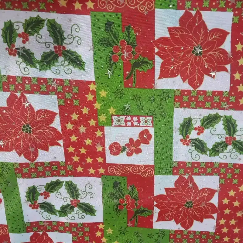 Tela navideña 1 con estrellas a relieve