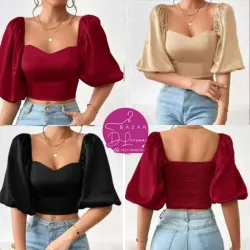 Blusa corta de mangas 