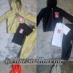 Conjunto de abrigo, pulover y momo 