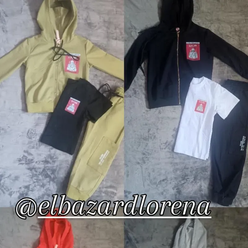 Conjunto de abrigo, pulover y momo 
