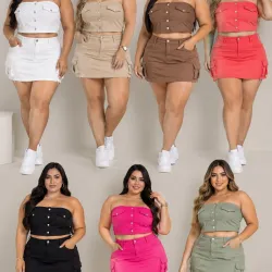 Conjunto de Blusa y Saya Con Bolsillos
