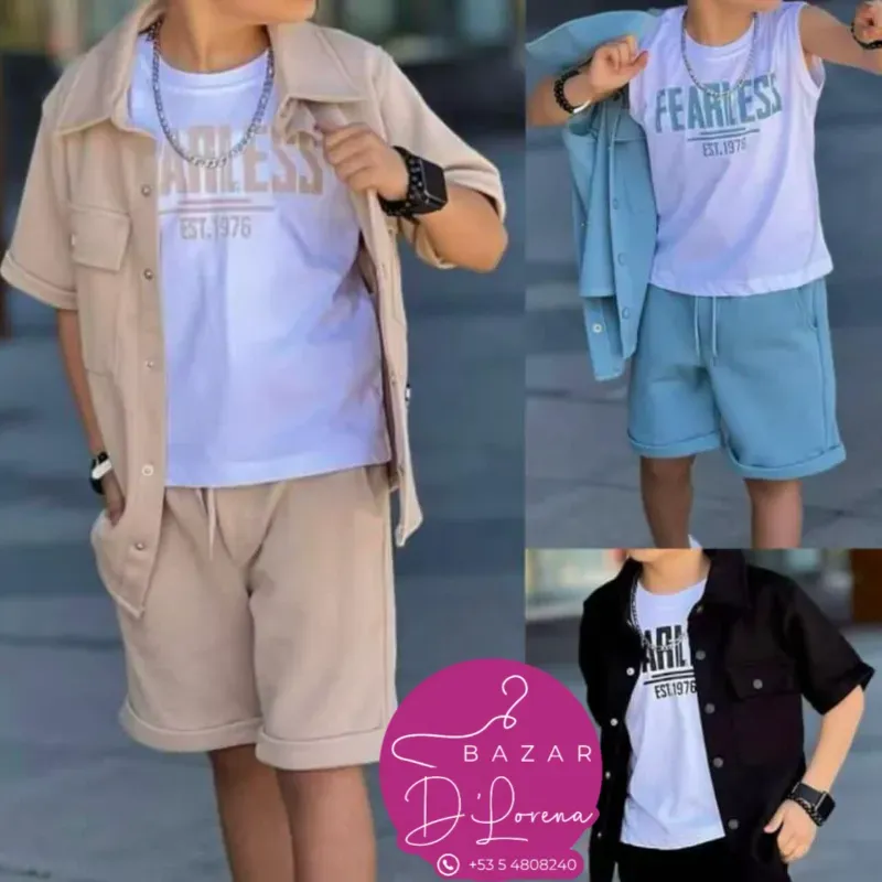 Conjunto de Camisa,camiseta y bermuda