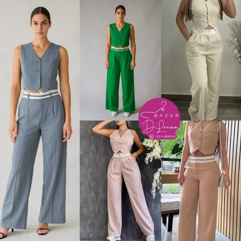 Conjunto de pantalón y blusa tipo chaleco 