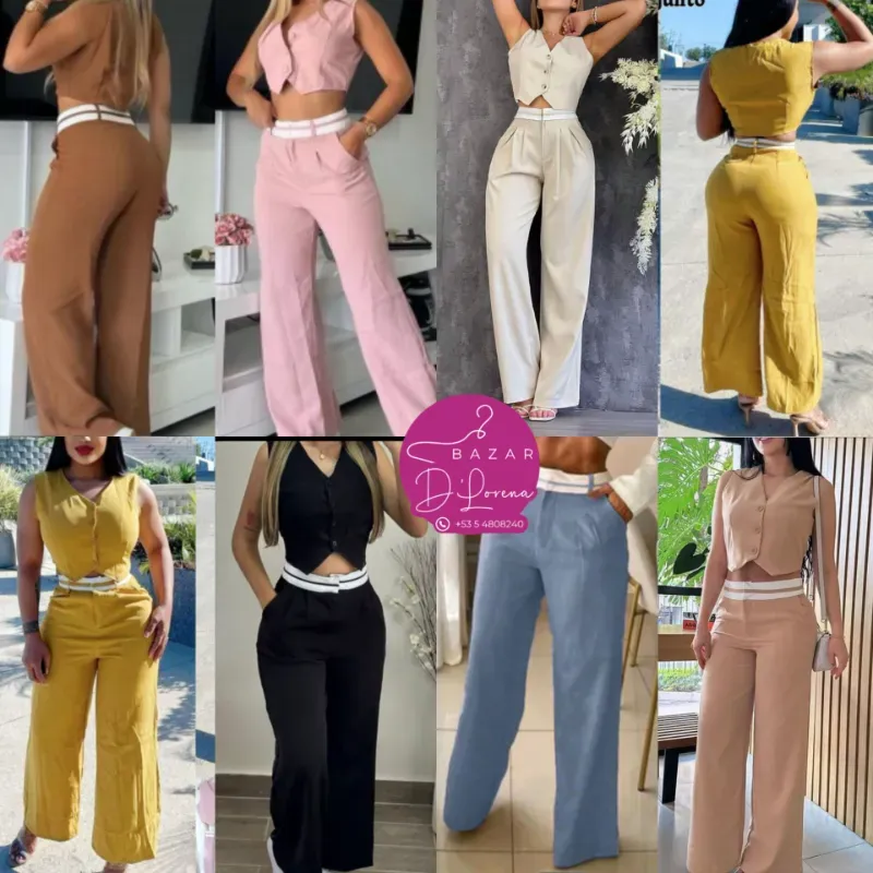 Conjunto de pantalón y blusa tipo chaleco 