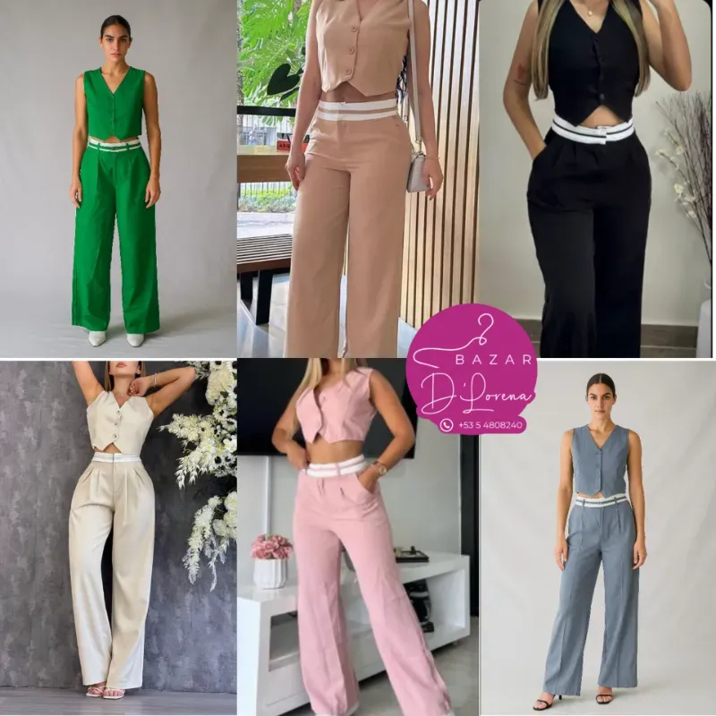 Conjunto de pantalón y blusa tipo chaleco 