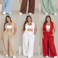 CONJUNTO DE TOP,CHALECO Y PANTALÓN