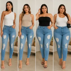 Pantalón Pegado con Rasgados