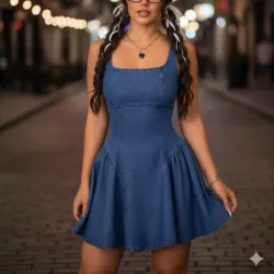 Vestido Denim Corte Princesa