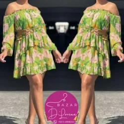 Vestido estampado manga 3/4