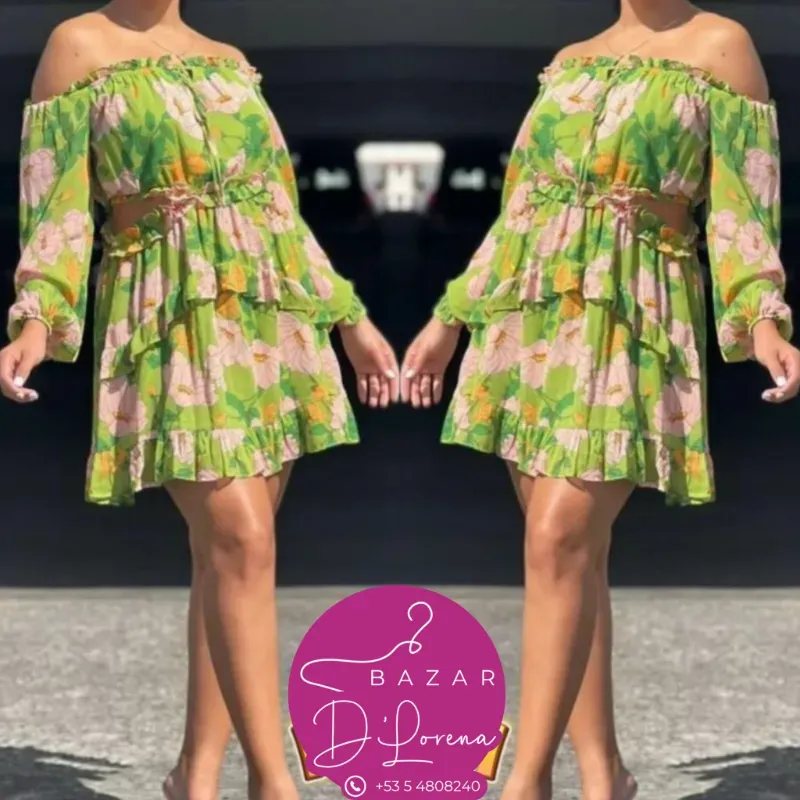 Vestido estampado manga 3/4