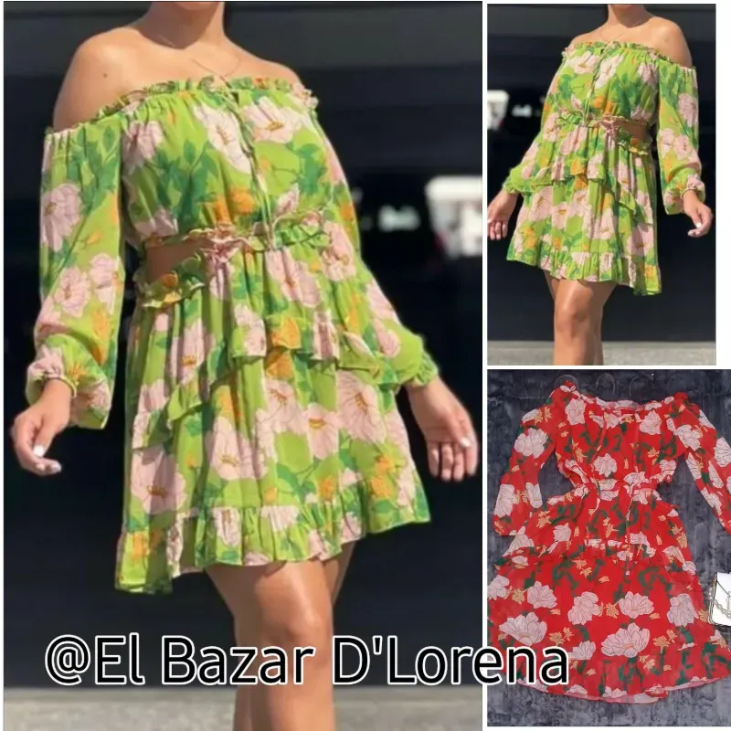 Vestido estampado manga 3/4