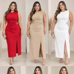 Vestido Midi Estilo Escultural con Detalle de Argolla
