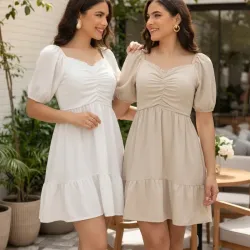 Vestido de Vuelo y Manga Abullonada 