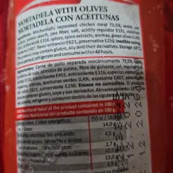 Mortadella de pollo con aceituna