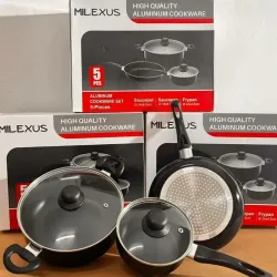 Set de cazuelas marca Milexus, 5 pcs Inducción/Gas/Eléctrico