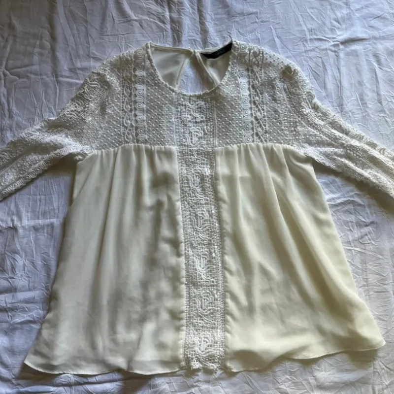 Blusa Blanca d Encajes Talla S