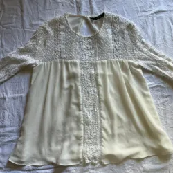 Blusa Blanca de Flores Talla XL