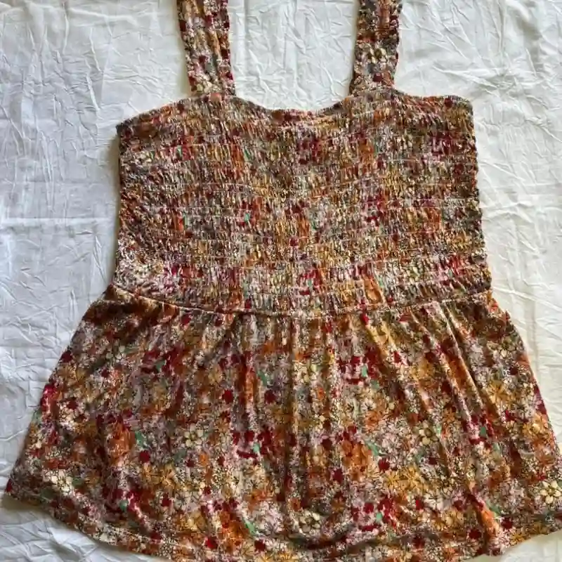 Blusa Naranja de Flores Talla XL