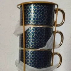 JUEGO DE 6 TAZAS CON SOPORTE METÁLICO 