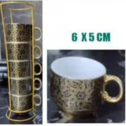 JUEGO DE TAZAS NEGRO Y DORADA