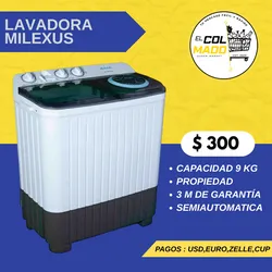Lavadora Semiautomática de 9 KG Marca Milexus