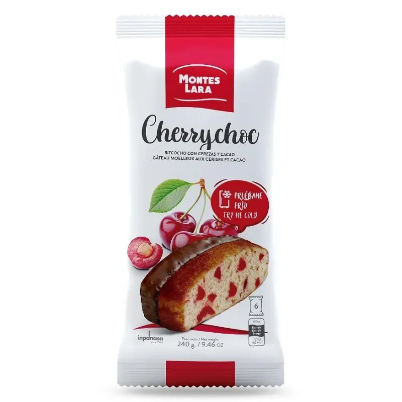 Bizcocho con cerezas y cacao Montes Lara 