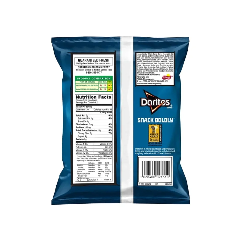 Chips de tortilla saborizados Cool Ranch Doritos (28.3 g / 1 oz)